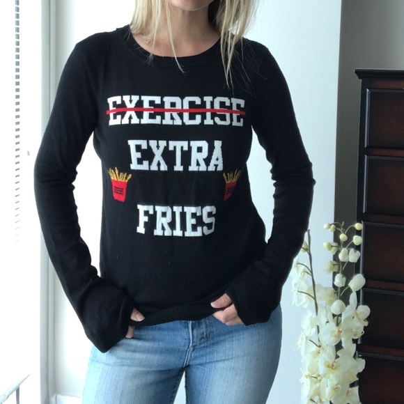 Ultra Flirt Sweaters - Exercise Extra Fries black sweater